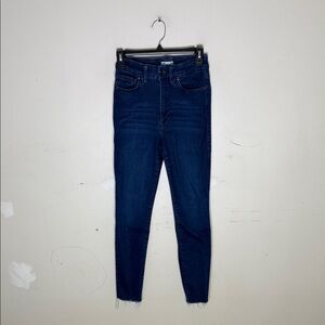 Good American Dark Blue Raw Hem Cotton Blend Skinny Jeans Size 6